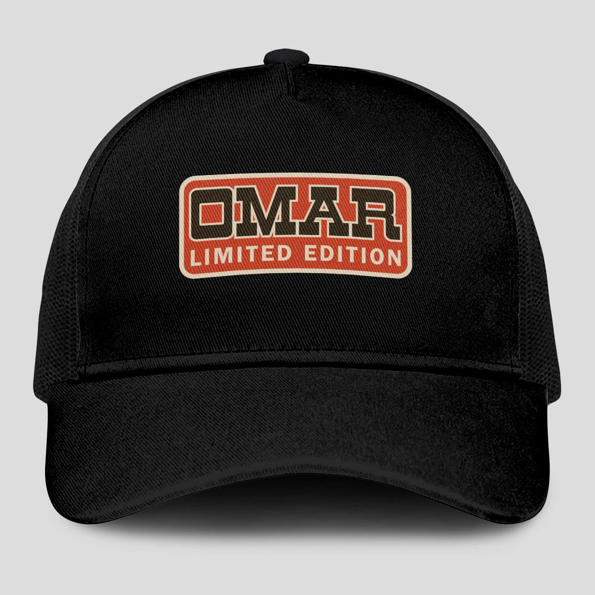 Limited Edition Red Logo Black Mesh Cap OMAR 13K1 C215PF