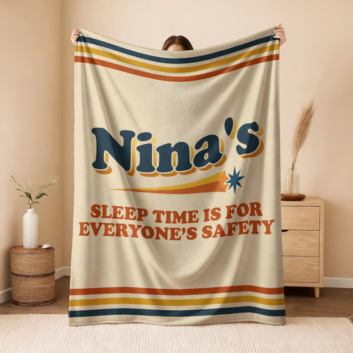 Your Name's Sleep Time Funny Retro Fleece Blanket NINA 13K1 BK67