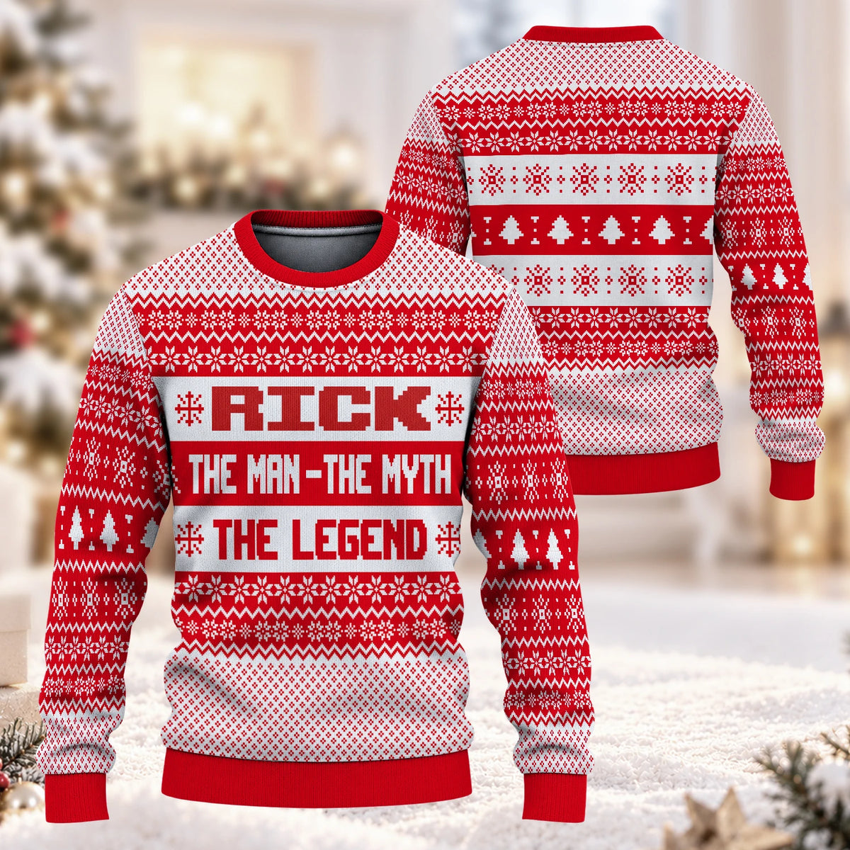 The Man The Myth The Legend Red Christmas Ugly Sweater RICK 13K1 UG04