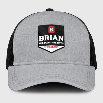 The Man The Myth The Legend Gray Mesh Cap BRIAN 13K1 C189PF