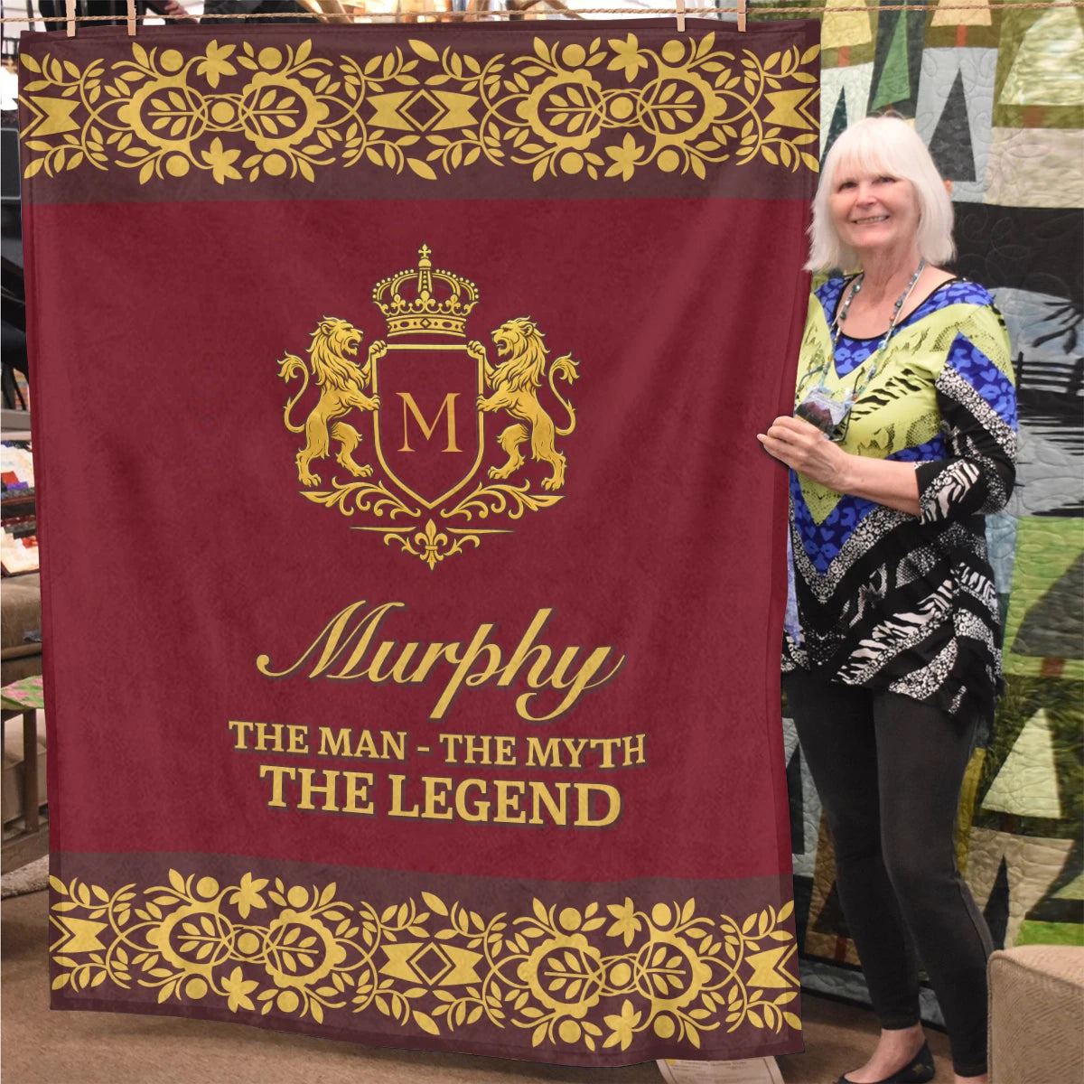 The Man The Myth The Legend Royal Red And Yellow Fleece Blanket MURPHY 13K1 BK05