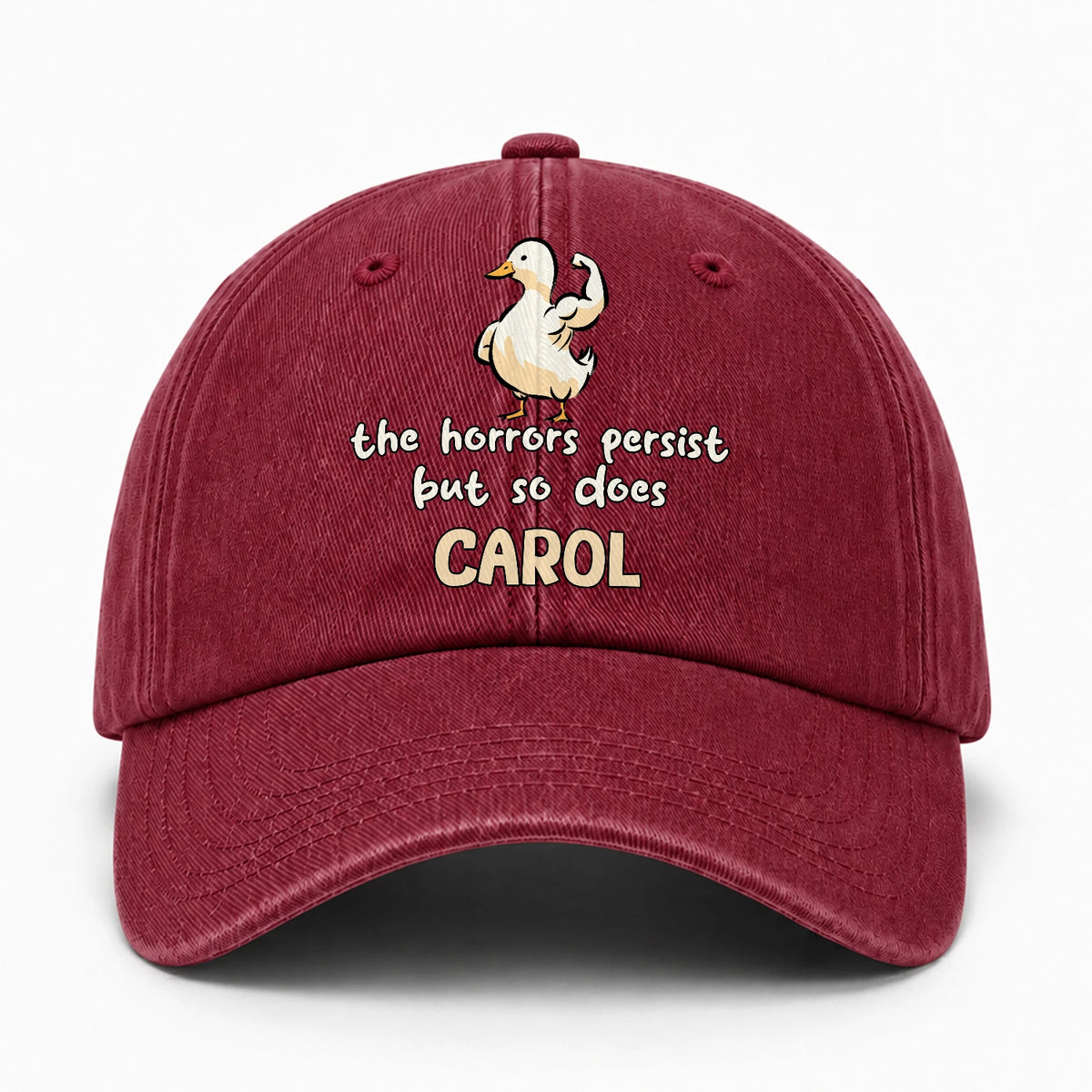 The Horrors Persist But So Does Your Name Funny Goose Burgundy Washed Cap CAROL 13K1 C126PF