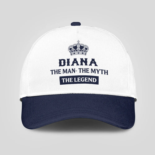 The Man The Myth The Legend King Crown Blue And White Cap DIANA 13K1 C147PF
