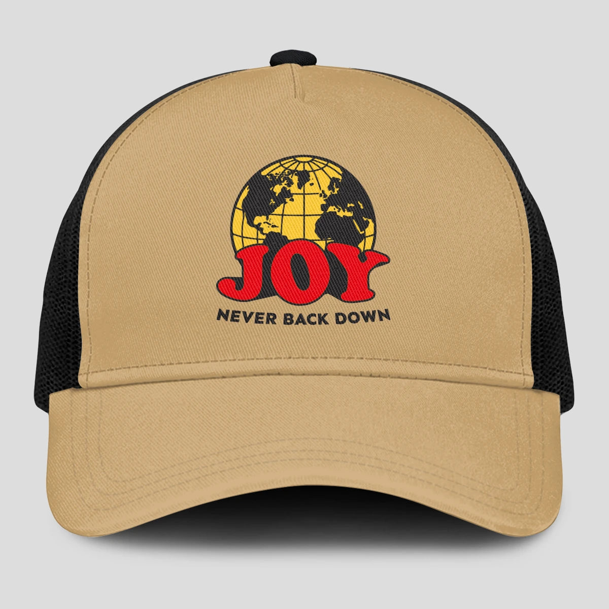 Never Back Down World Logo Khaki Mesh Cap JOY 13K1 C212PF