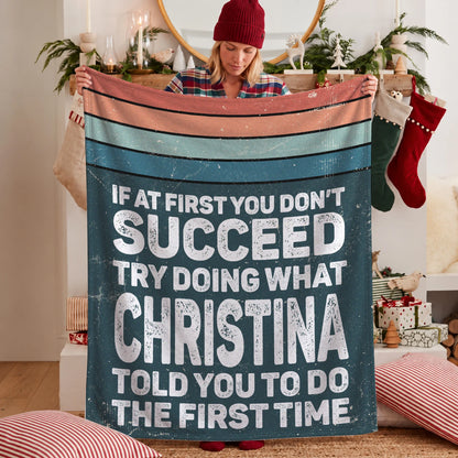 If At First You Don’t Succeed Retro Green Fleece Blanket CHRISTINA 13K1 BK29