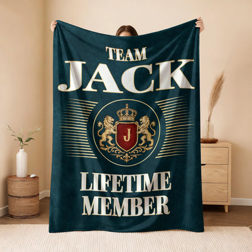 Team Your Name Lifetime Member Sage Green Fleece Blanket JACK 13K1 BK42