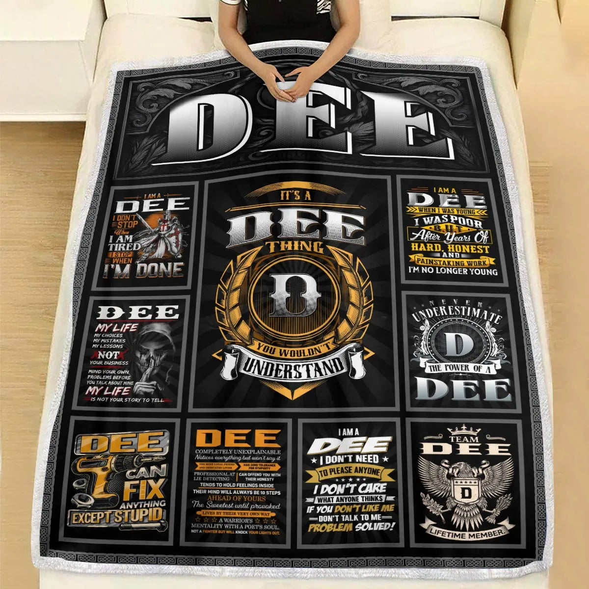DEE Personalized Blanket | Custom Name Cozy Throw Gift 13K2-BK2
