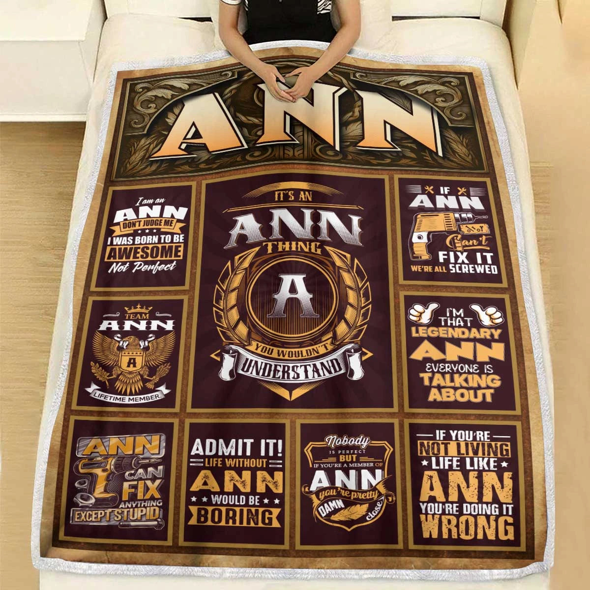 ANN Personalized Blanket | Custom Name Cozy Throw Gift 13K1-BK4