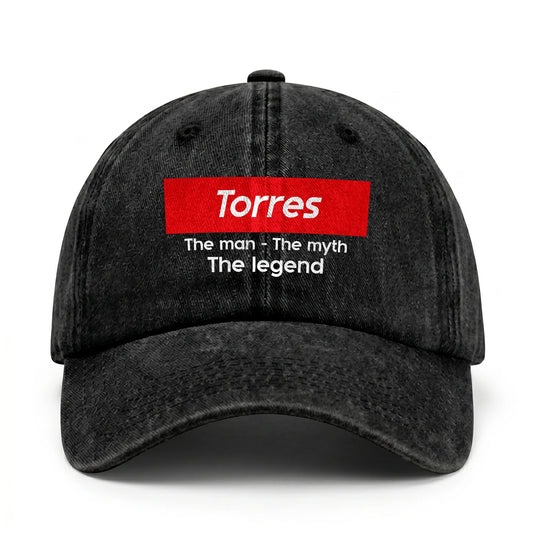 Your Name The Man The Myth The Legend Red Logo Washed Cap TORRES 13K1 C130PF