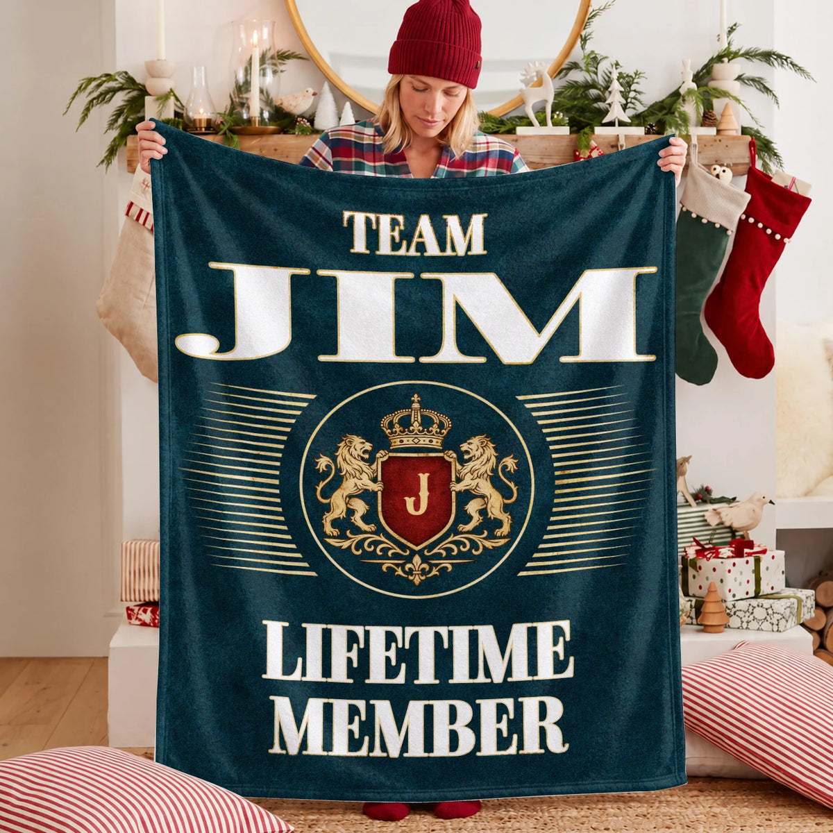 Team Your Name Lifetime Member Sage Green Fleece Blanket JIM 13K1 BK42