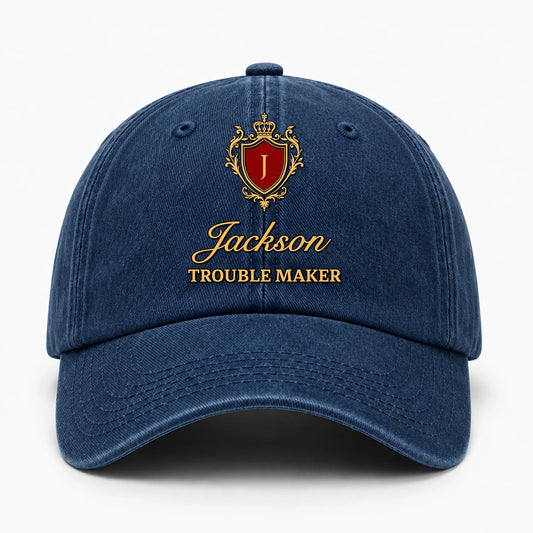 Your Name Trouble Maker Funny Blue Washed Cap JACKSON 13K1 C153PF