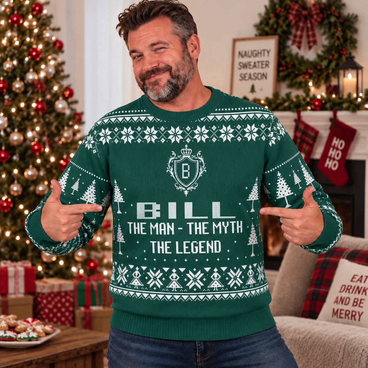The Man The Myth The Legend Sage Green Ugly Sweater BILL 13K1 UG10