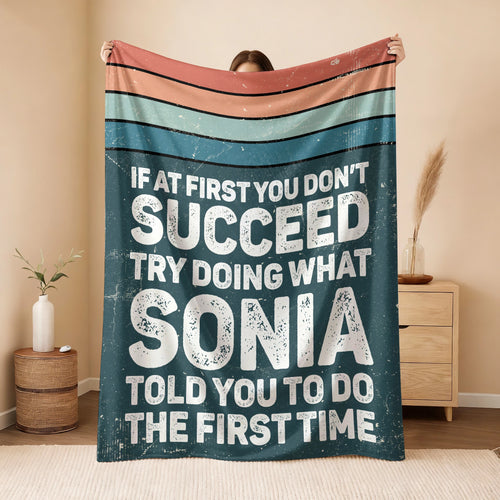 If At First You Don’t Succeed Retro Green Fleece Blanket SONIA 13K1 BK29