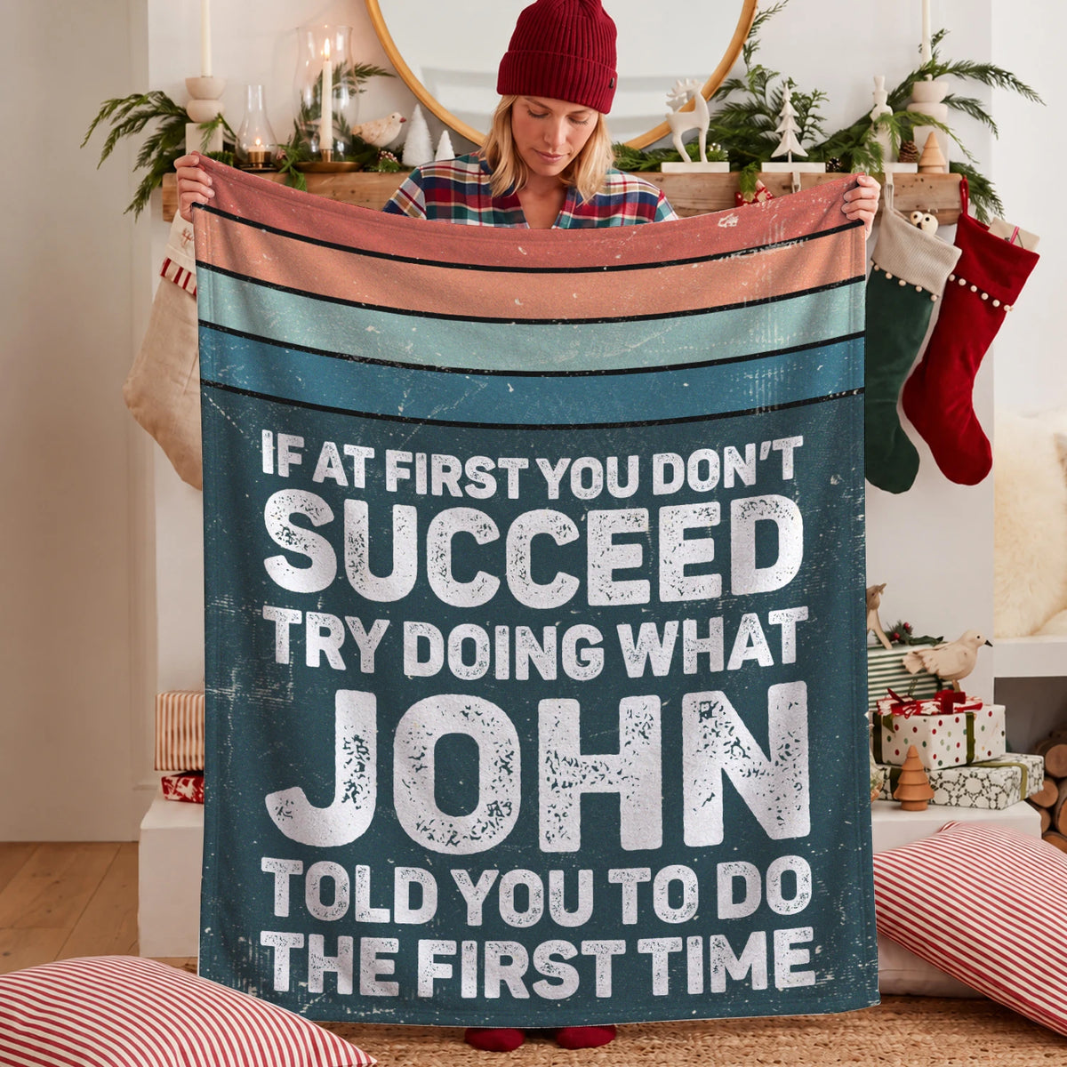 If At First You Don’t Succeed Retro Green Fleece Blanket JOHN 13K1 BK29