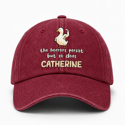 The Horrors Persist But So Does Your Name Funny Goose Burgundy Washed Cap CATHERINE 13K1 C126PF