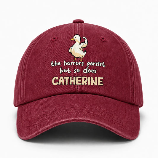 The Horrors Persist But So Does Your Name Funny Goose Burgundy Washed Cap CATHERINE 13K1 C126PF