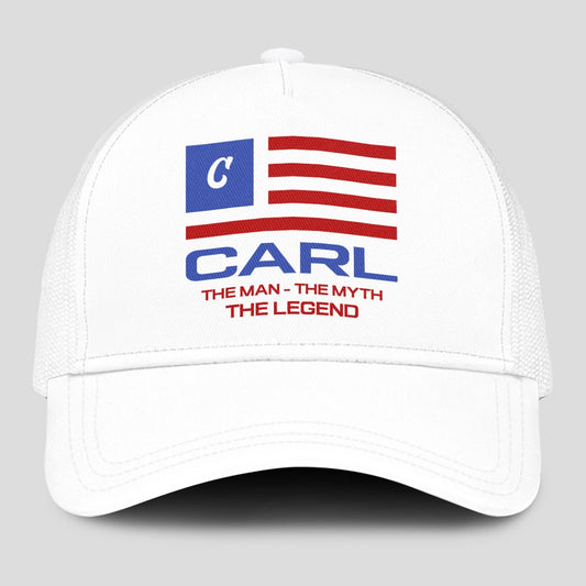 The Man The Myth The Legend America Flag Mesh Cap CARL 13K1 C193PF