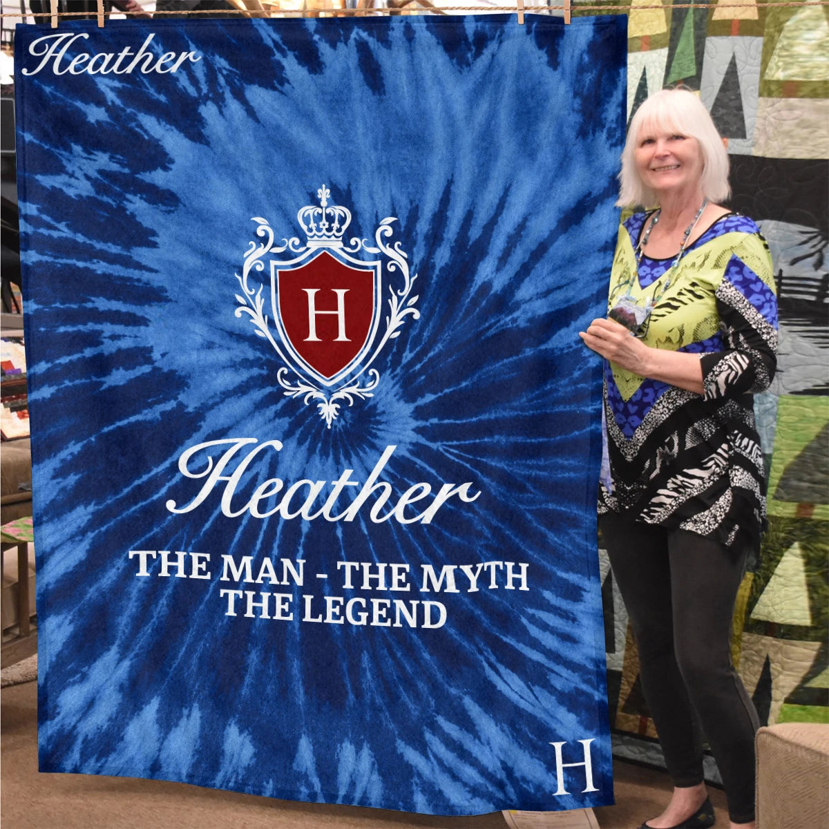The Man The Myth The Legend Blue Waves Fleece Blanket HEATHER 13K1 BK11