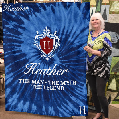 The Man The Myth The Legend Blue Waves Fleece Blanket HEATHER 13K1 BK11