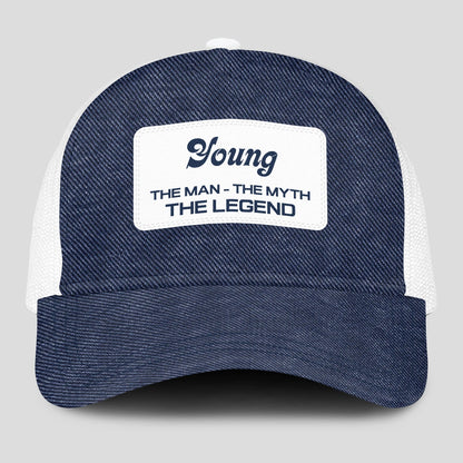 The Man The Myth The Legend Blue Denim Mesh Cap YOUNG 13K1 C194PF