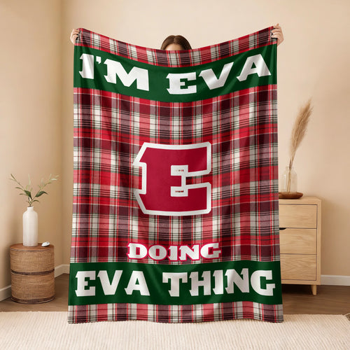I'm Name Doing Name Things Red Plaid Fleece Blanket EVA 13K1 BK49