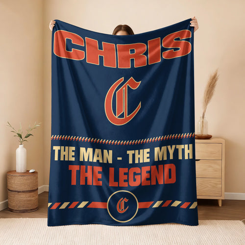 The Man The Myth The Legend Retro Fleece Blanket CHRIS 13K1 BK53