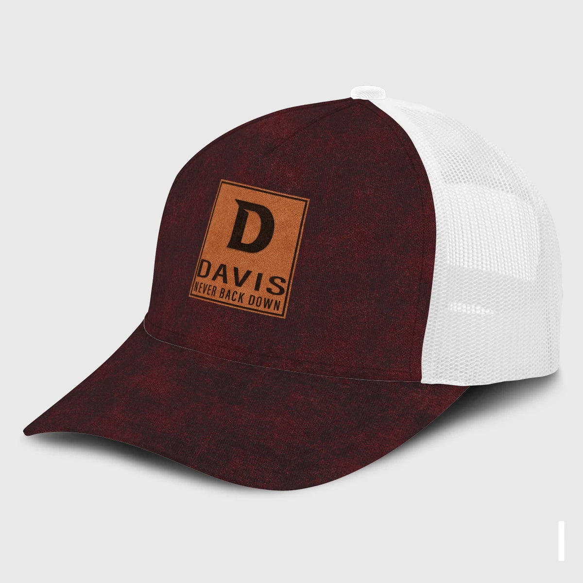 Never Back Down Burgundy And Black Mesh Cap DAVIS 13K1 C208PF