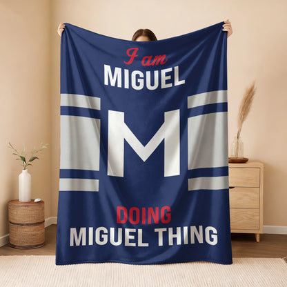 I'm Name Doing Name Things Navy Fleece Blanket MIGUEL 13K1 BK51