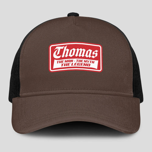 The Man The Myth The Legend Red Logo Brown Mesh Cap THOMAS 13K1 C203PF