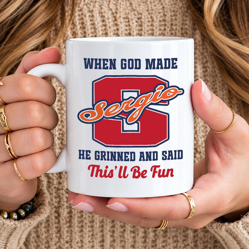 When God Made Your Name Personalized Baseball Mug SERGIO 13K1 MG07