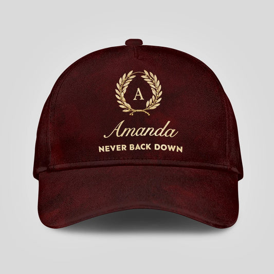 Never Back Down Golden Olive Burgundy Cap AMANDA 13K1 C177PF