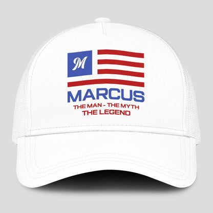 The Man The Myth The Legend America Flag Mesh Cap MARCUS 13K1 C193PF