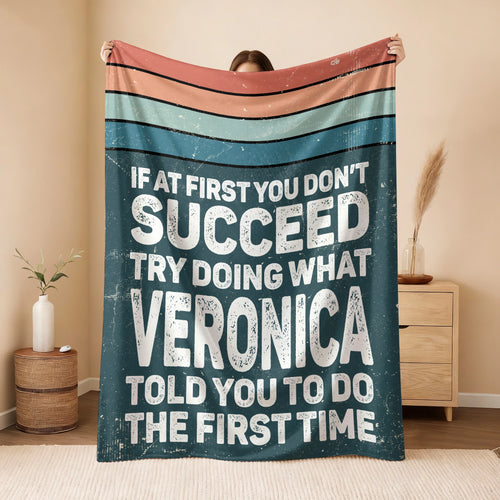 If At First You Don’t Succeed Retro Green Fleece Blanket VERONICA 13K1 BK29