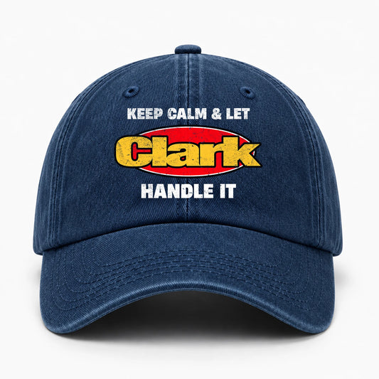 Keep Calm & Let Your Name Handle It Yellow And Red Logo Washed Cap CLARK 13K1 C172PF