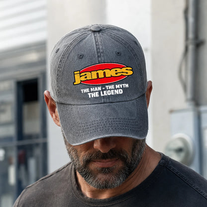 The Man The Myth The Legend Vintage Logo Washed Cap JAMES 13K1 C162PF