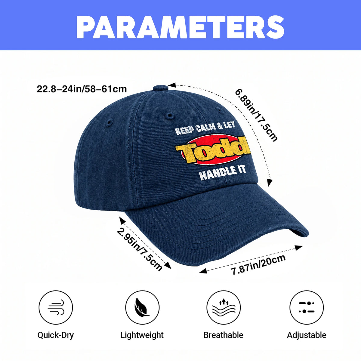 Keep Calm & Let Your Name Handle It Yellow And Red Logo Washed Cap TODD 13K1 C172PF