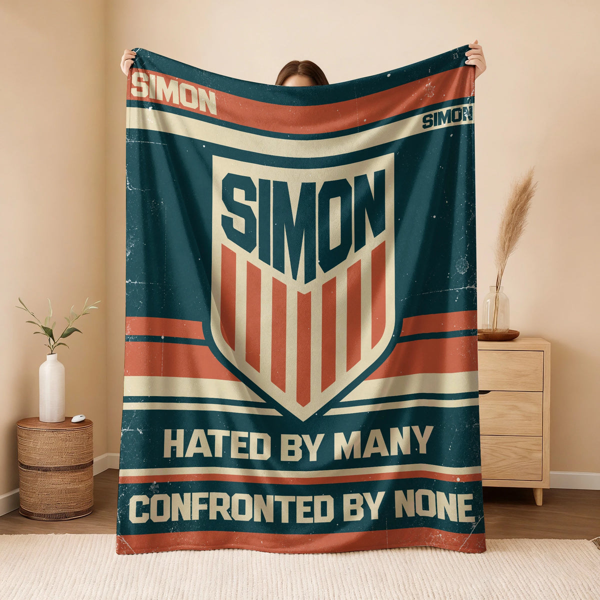 Hated By Many Confronted By None Retro Fleece Blanket SIMON 13K1 BK58