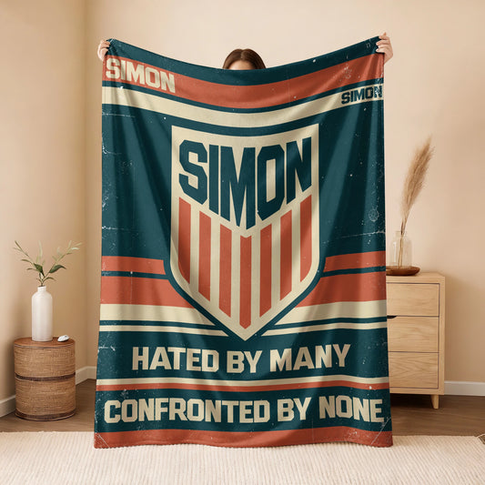 Hated By Many Confronted By None Retro Fleece Blanket SIMON 13K1 BK58