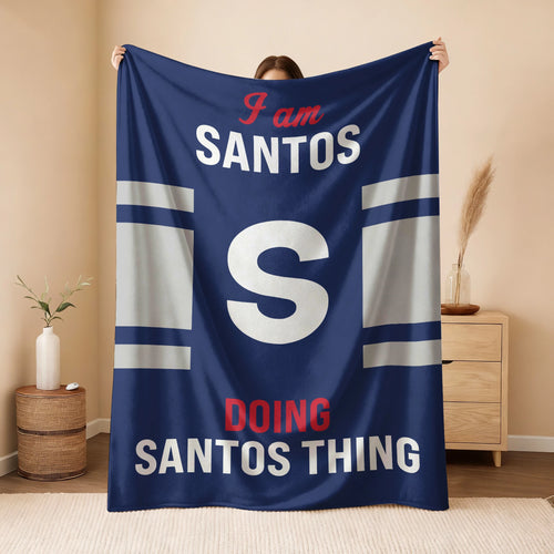 I'm Name Doing Name Things Navy Fleece Blanket SANTOS 13K1 BK51