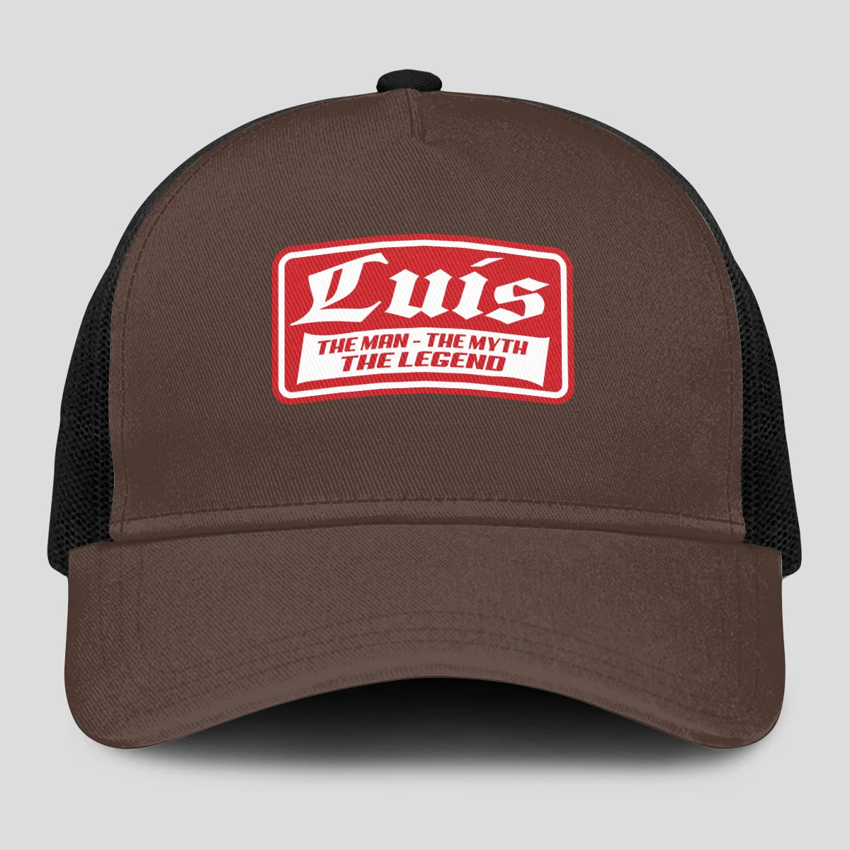 The Man The Myth The Legend Red Logo Brown Mesh Cap LUIS 13K1 C203PF