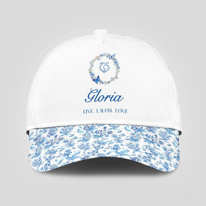 Live Laugh Love Blue Flowers Cap GLORIA 13K1 C50PF