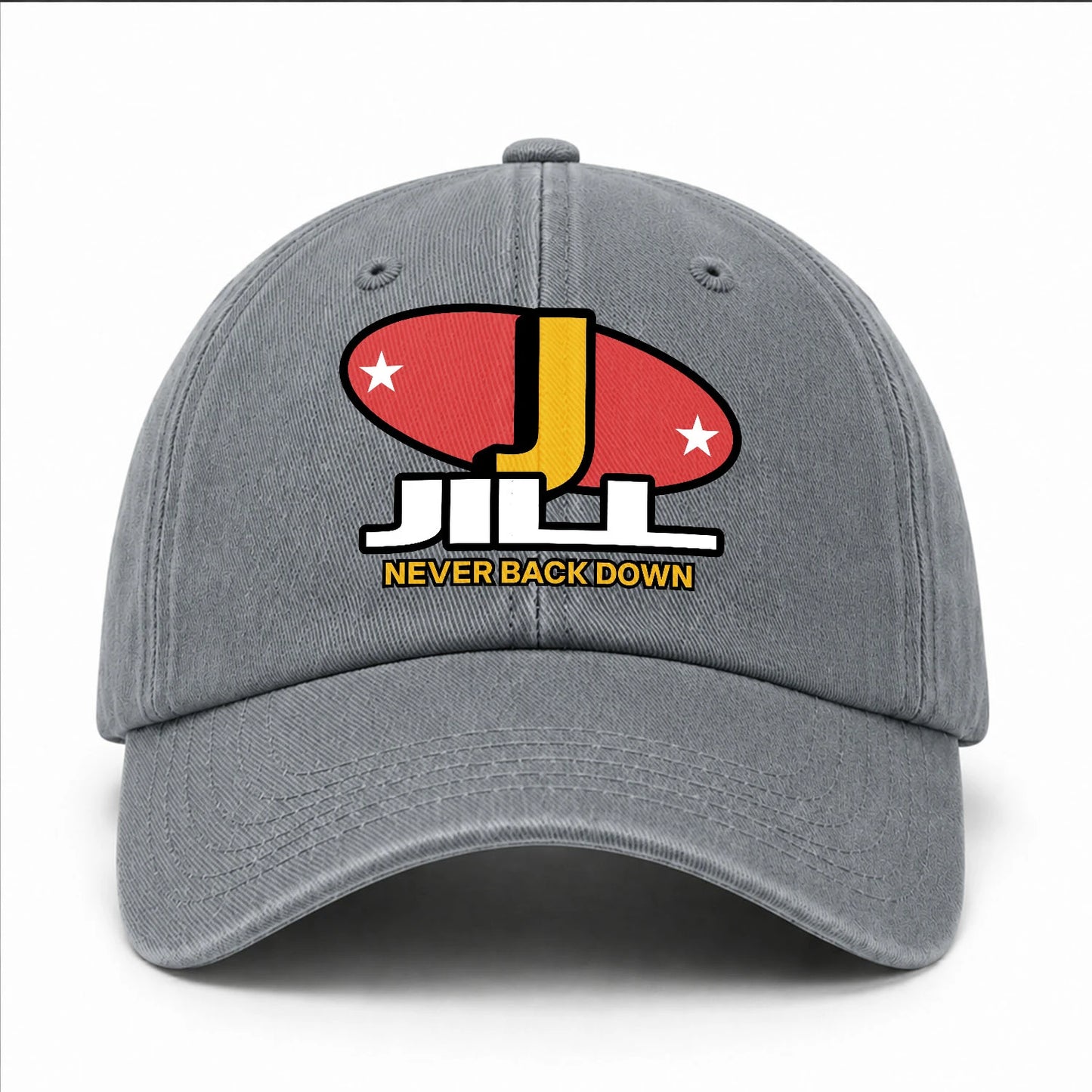 Never Back Down With Your Name And Initial Letter Washed Cap JILL 13K1 C82PF