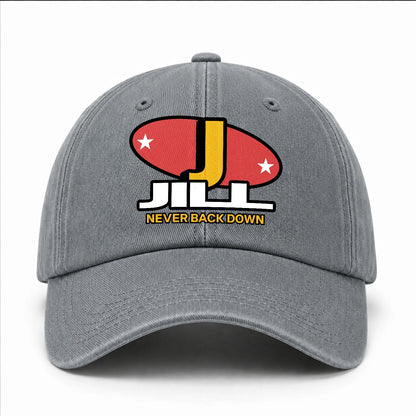 Never Back Down With Your Name And Initial Letter Washed Cap JILL 13K1 C82PF
