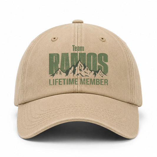 Team Your Name Lifetime Member Mountain Cap RAMOS 13K1 C58PF