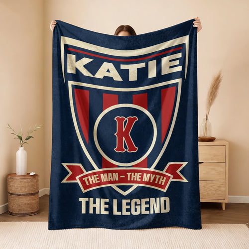 The Man The Myth The Legend Blue Burgundy Baseball Blanket KATIE 13K1 BK18