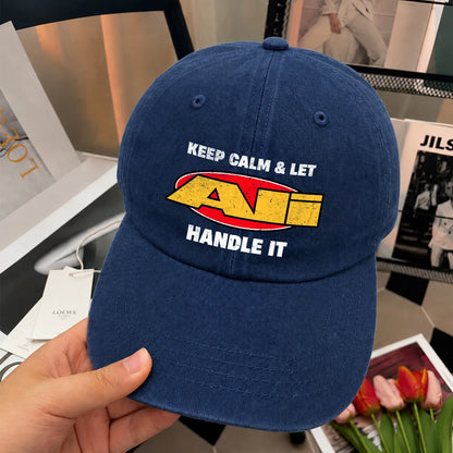 Keep Calm & Let Your Name Handle It Yellow And Red Logo Washed Cap ALI 13K1 C172PF