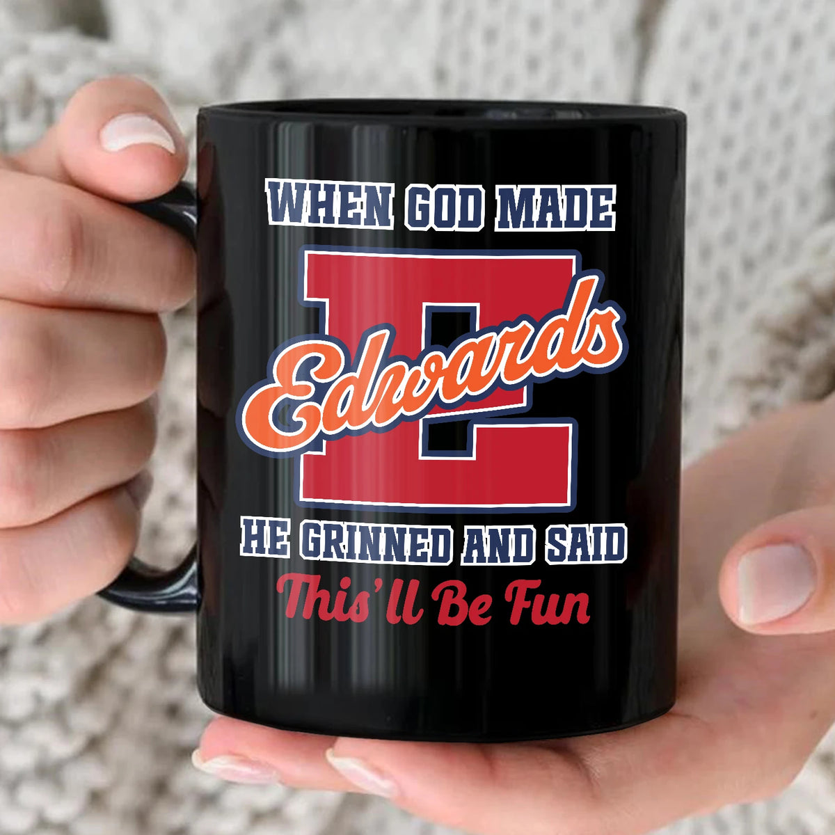 When God Made Your Name Personalized Baseball Mug EDWARDS 13K1 MG07