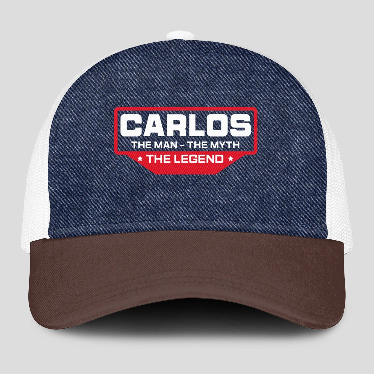 The Man The Myth The Legend Navy Brown And White Mesh Cap CARLOS 13K1 C200PF