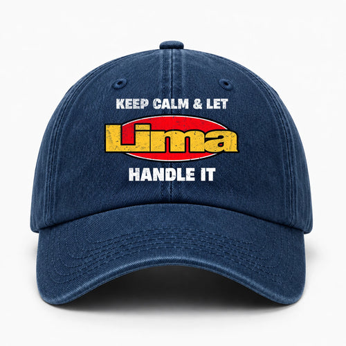 Keep Calm & Let Your Name Handle It Yellow And Red Logo Washed Cap LIMA 13K1 C172PF