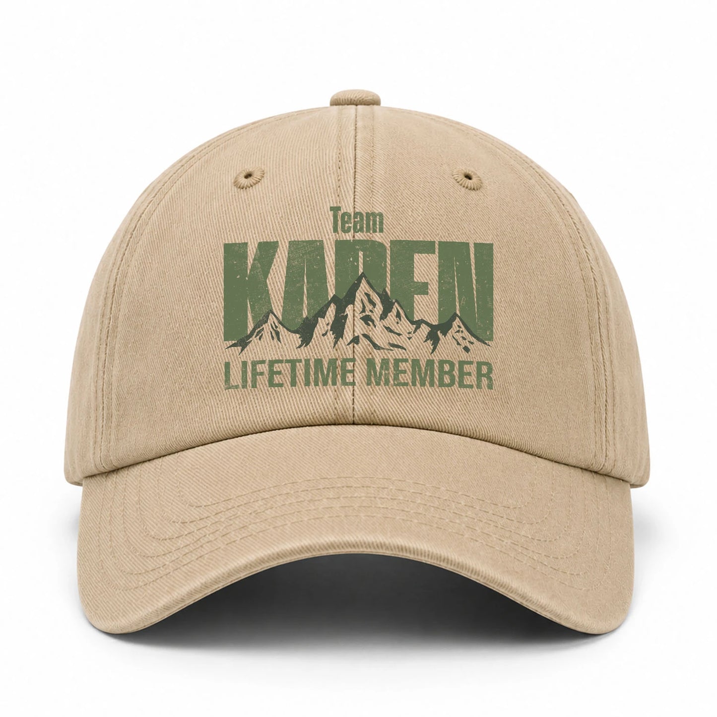 Team Your Name Lifetime Member Mountain Cap KAREN 13K1 C58PF